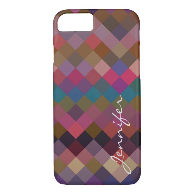 Retro Colourful Geometric Diamond Pattern #17 Case-Mate iPhone Case (Back)