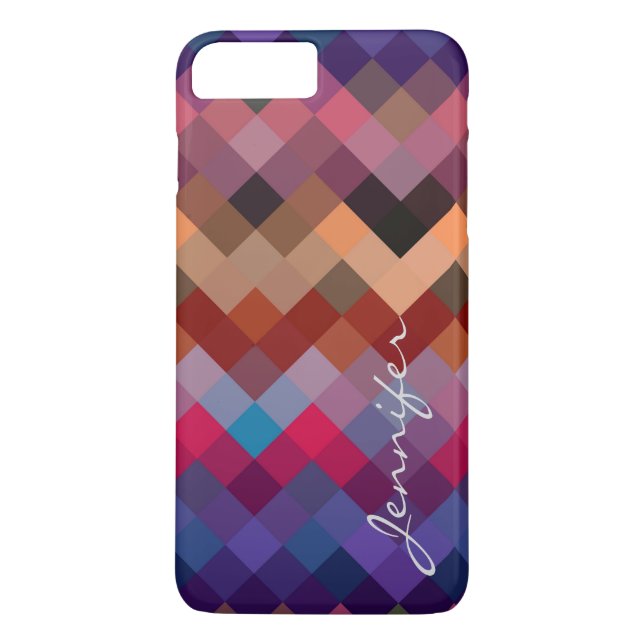 Retro Colourful Geometric Diamond Pattern #4 Case-Mate iPhone Case (Back)