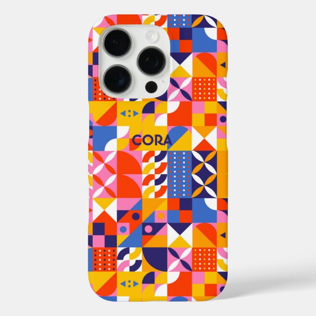 Retro Colourful Geometric Motif Pattern Custom Case-Mate iPhone Case (Back)