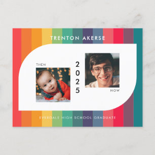 Retro colourful geometric shape Graduation photo Postcard