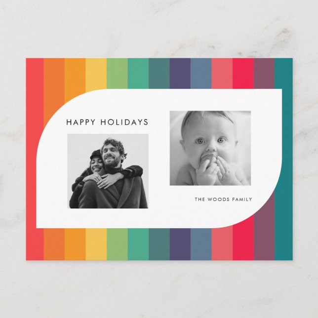 Retro colourful geometric shape photo holiday postcard (Front)