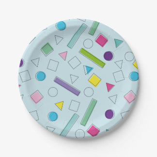 retro colourful geometric shapes paper plate