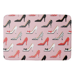 Retro Colourful Girly High Heel Pump Shoes Pattern Bath Mat