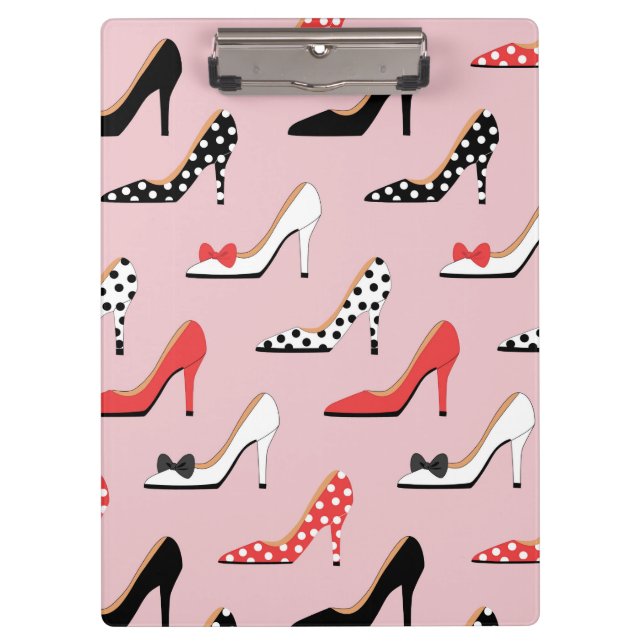 Retro Colourful Girly High Heel Pump Shoes Pattern Clipboard (Front)