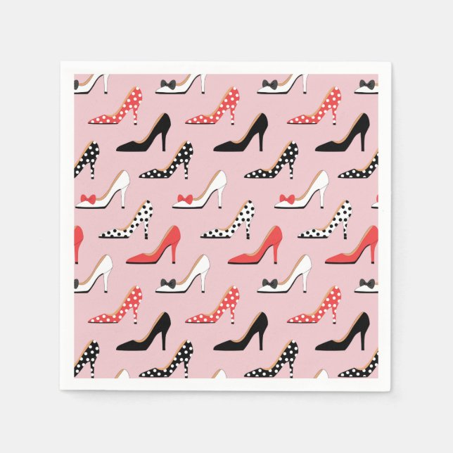 Retro Colourful Girly High Heel Pump Shoes Pattern Napkin (Front)