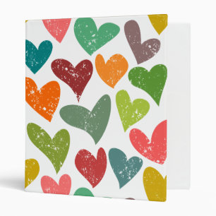 Retro Colourful Groovy Valentine Hearts Pattern Binder