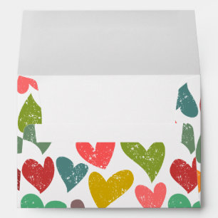 Retro Colourful Groovy Valentine Hearts Pattern Envelopes