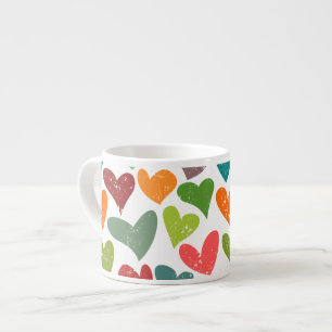 Retro Colourful Groovy Valentine Hearts Pattern Espresso Cup