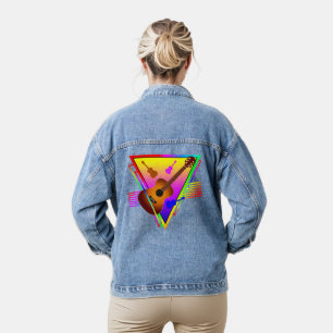 Retro Colourful Guitar Denim Jacket
