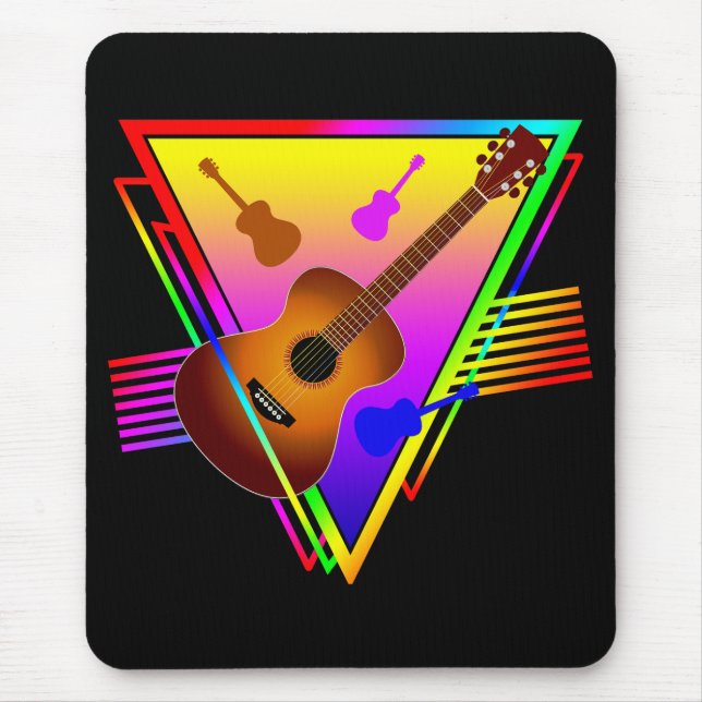 Retro Colourful Guitar Mouse Pad (Front)