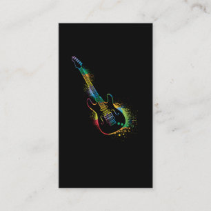 Retro Colourful Guitar Rock and Roll Music Lover Business Card