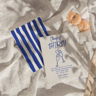 Retro Colourful Hand Drawn 30th Cheers To Birthday Invitation