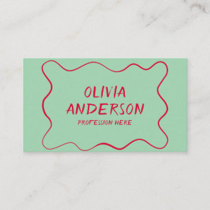 Retro colourful Hand Written Boho Chic Modern Wavy Business Card