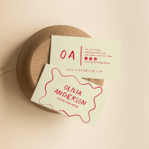 Retro colourful Hand Written Boho Unique Border, Business Card