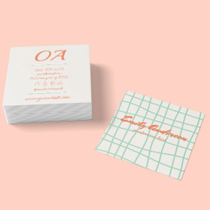 Retro Colourful Hand Written Drawn Groovy Bold Square Business Card