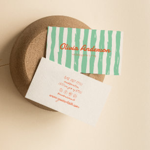 Retro Colourful Hand Written Drawn Stripped Cute Business Card