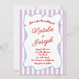 Retro Colourful Hand Written Painted Bold Wedding Invitation
