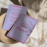 Retro Colourful Handwritten Whimsical Wedding Menu<br><div class="desc">A unique retro mint green modern handwritten wedding dinner menu. Which features chic template design of boho vintage periwnkle  background and red magenta hand written text layout. Perfect and matching with the whole suite.</div>