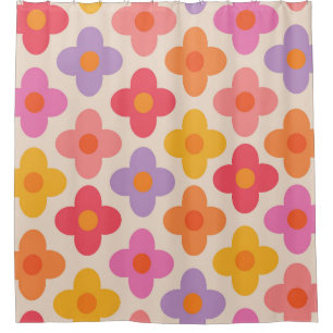 Retro Colourful Hippie Mod Flowers Pattern 