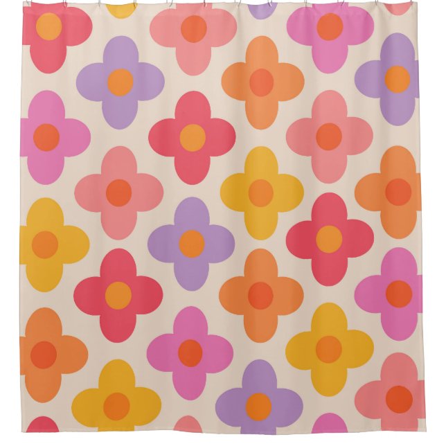 Retro Colourful Hippie Mod Flowers Pattern  (Front)