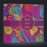 Retro Colourful Jewel Tone Swirly Wave Pattern Binder<br><div class="desc">This retro swirl wave pattern in assorted and vibrant jewel tone colours features areas to personalize with quotes, monograms or names. This pattern includes shades of bright purple, golden yellow, teal blue, vivid orange, ruby red, lime green, ocean blue and pretty pastel pink among others. A beautiful and thoughtful gift...</div>