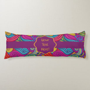 Retro Colourful Jewel Tone Swirly Wave Pattern Body Pillow