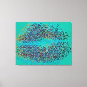 Retro Colourful Lips Canvas Print