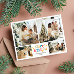 Retro Colourful Merry and Bright 4 Photo Christmas Holiday Postcard<br><div class="desc">A merry and bright Christmas! Send your holiday greetings to your friends and loved ones with this colourful retro style Christmas photo card. This card features four lovely photos of your family and a text you can personalize. (Photo by Elina Fairytale on Pexels. Kindly replace it with your own.)</div>