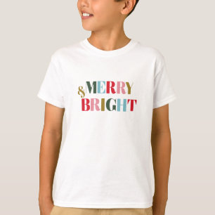 Retro Colourful Merry and Bright Christmas  T-Shirt