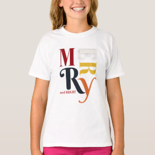 Retro Colourful Merry & Bright Vintage Christmas T-Shirt
