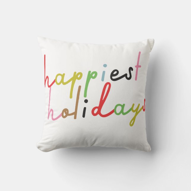 retro colourful modern Merry Christmas Holiday Throw Pillow (Front)