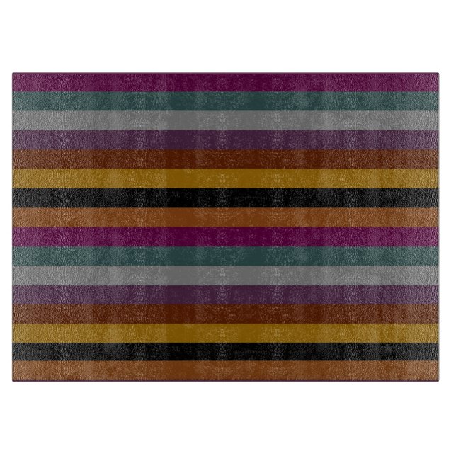 Retro Colourful Multi Stripes Pattern 4 Cutting Board (Front)