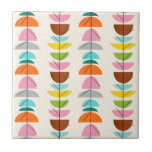 Retro Colourful Nests Ceramic Tile<br><div class="desc">Feather your nest with this Retro Colourful Nests Ceramic Tile! The design features a cream background with gold speckles and rows of wonderfully kitschy, colourful semi-circles resting on minimalistic, black branches. The semi-circles resemble fairy tale, bird's nests in shades of light blue, teal, turquoise, orange, pink, yellow, green, grey, and...</div>