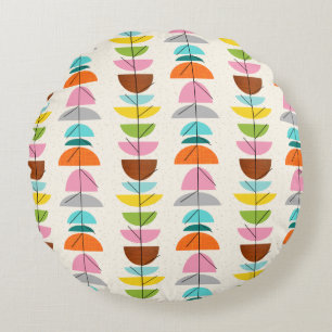 Retro Colourful Nests Round Pillow