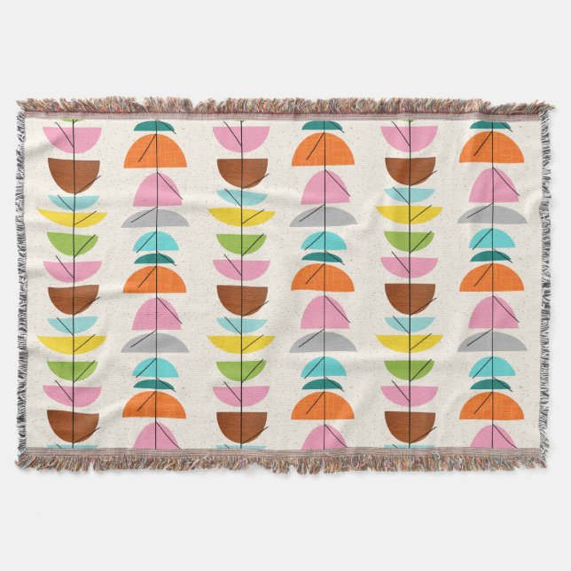 Retro Colourful Nests Throw Blanket (Front)