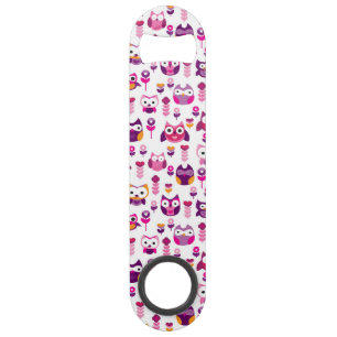 retro colourful owl bird pattern bar key