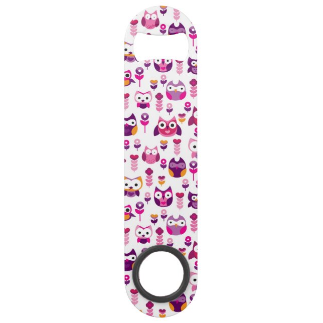 retro colourful owl bird pattern bar key (Front)