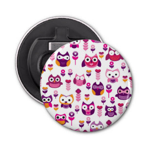 retro colourful owl bird pattern bottle opener
