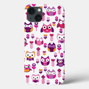 retro colourful owl bird pattern iPhone 13 case