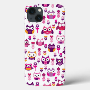 retro colourful owl bird pattern iPhone 13 case