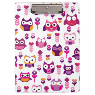 retro colourful owl bird pattern clipboard