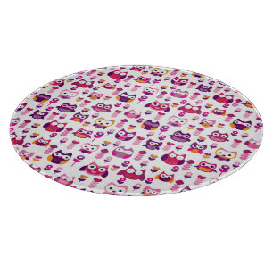retro colourful owl bird pattern cutting board