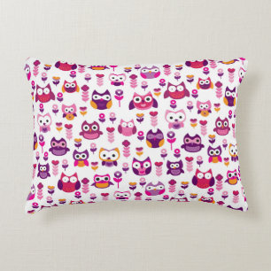 retro colourful owl bird pattern decorative pillow