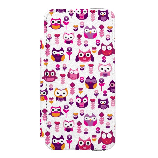 retro colourful owl bird pattern incipio iPhone wallet case (Folio Front)