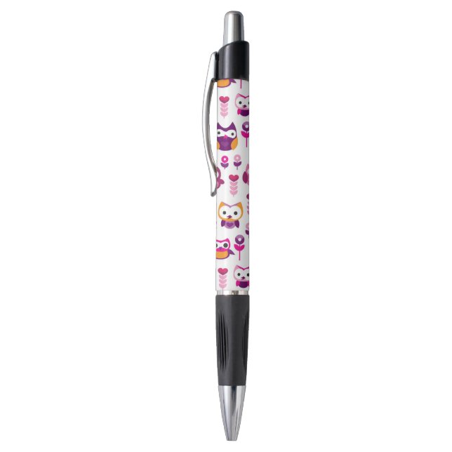 retro colourful owl bird pattern pen (Top (Vertical))