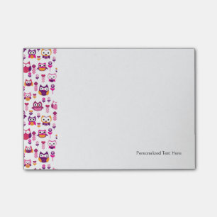 retro colourful owl bird pattern post-it notes