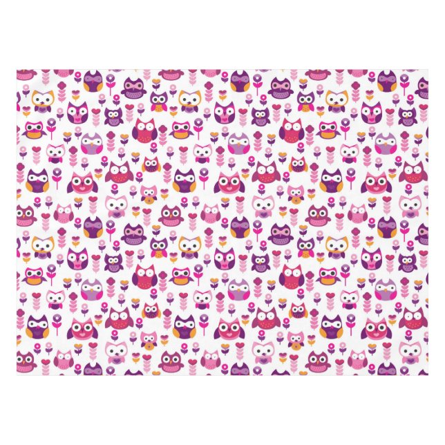 retro colourful owl bird pattern tablecloth (Front (Horizontal))