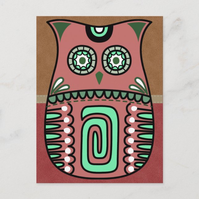 Retro Colourful Owl Boho Bohemian Bird Custom Postcard (Front)