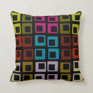 Retro Colourful Pattern Seamless Art Throw Pillow