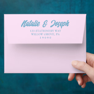 Retro Colourful Pink Bright Unique Modern Wedding Envelope